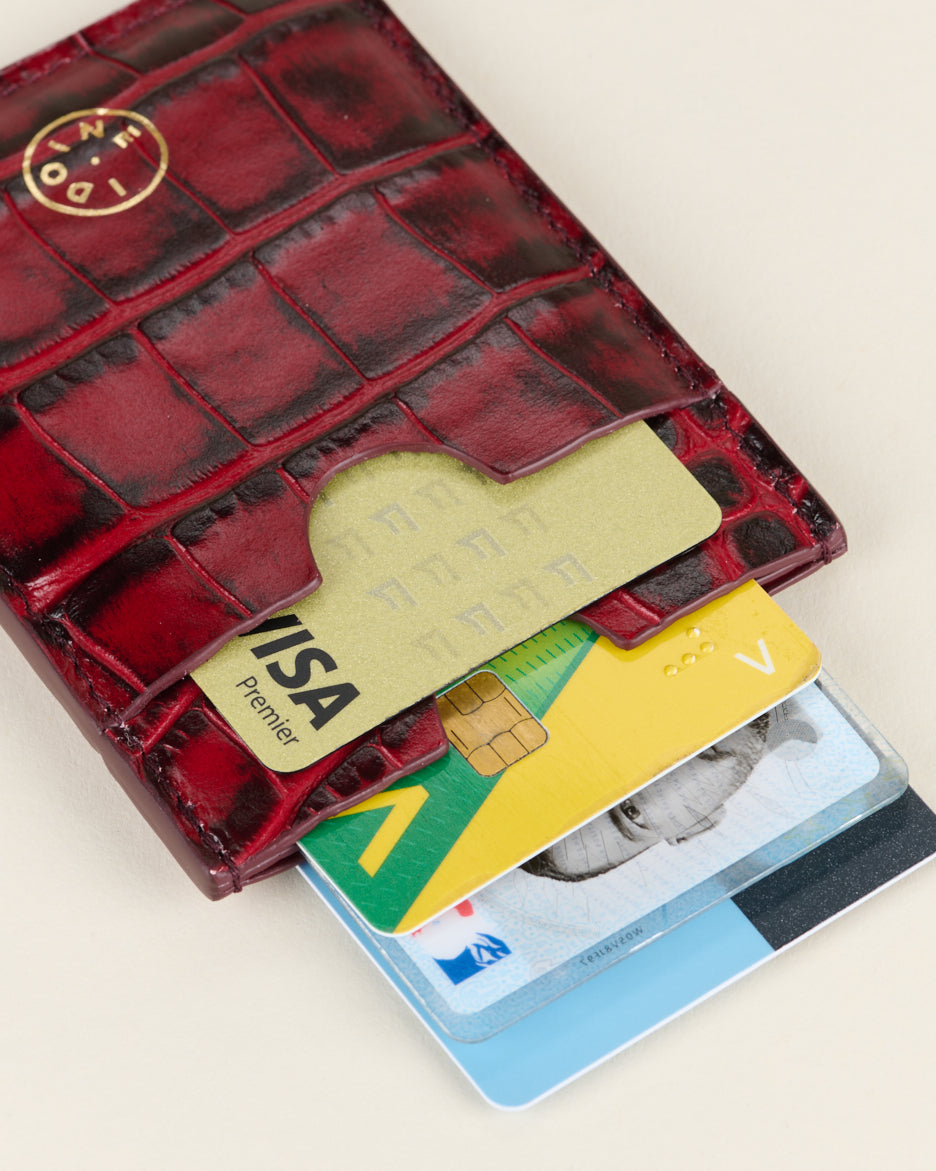 Idoine Porte-Cartes Atelier Croco Ruby porte-cartes veau