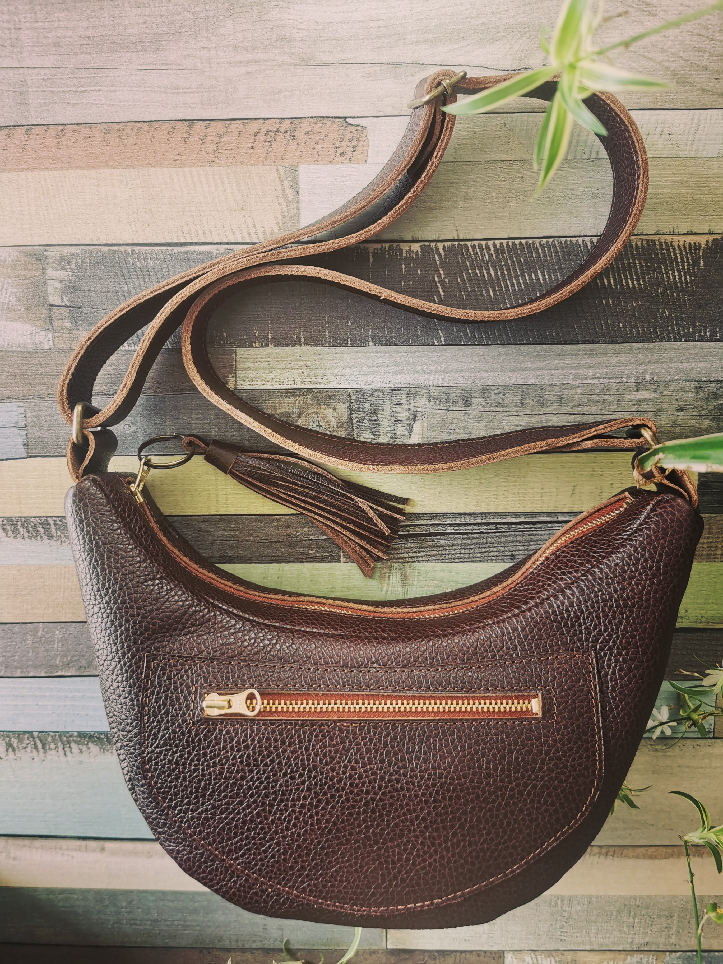 Fleur d’Orage Sac Banana banane cuir grand vert kaki