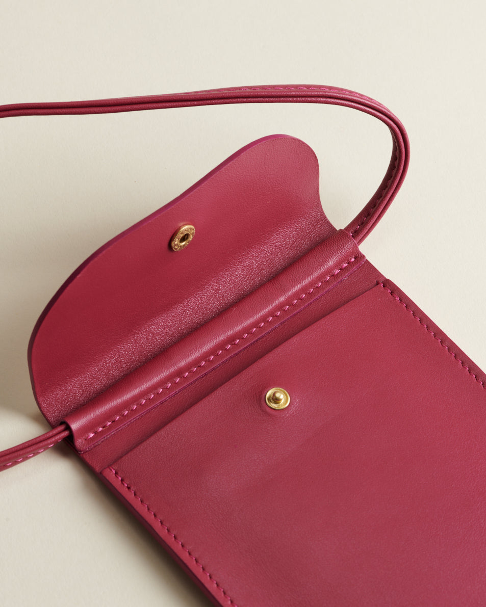 Idoine Pochettes Framboise pochette smartphone cuir agneau sans initiales