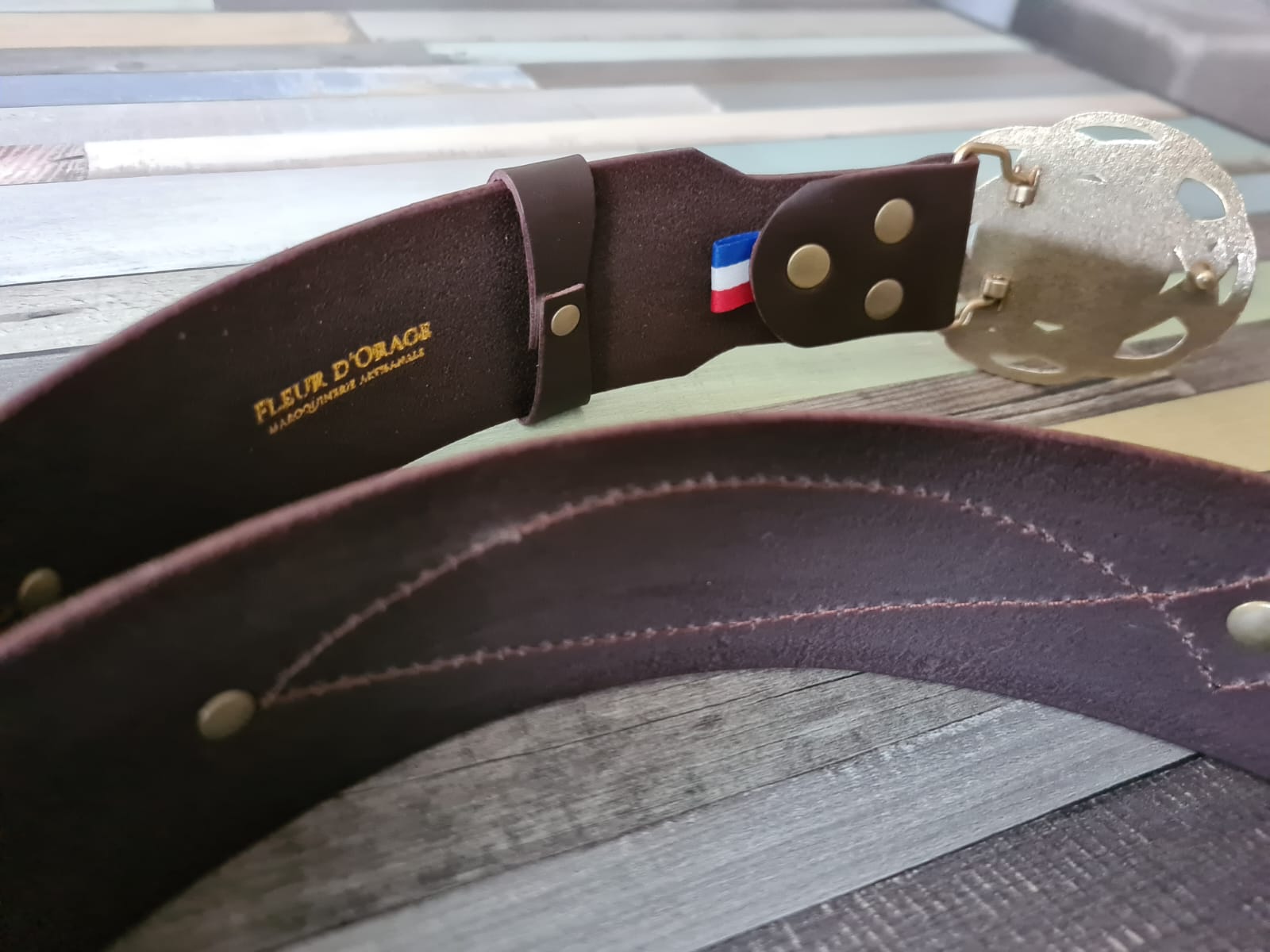 Fleur d’Orage Céline ceinture cuir marron 5 cm