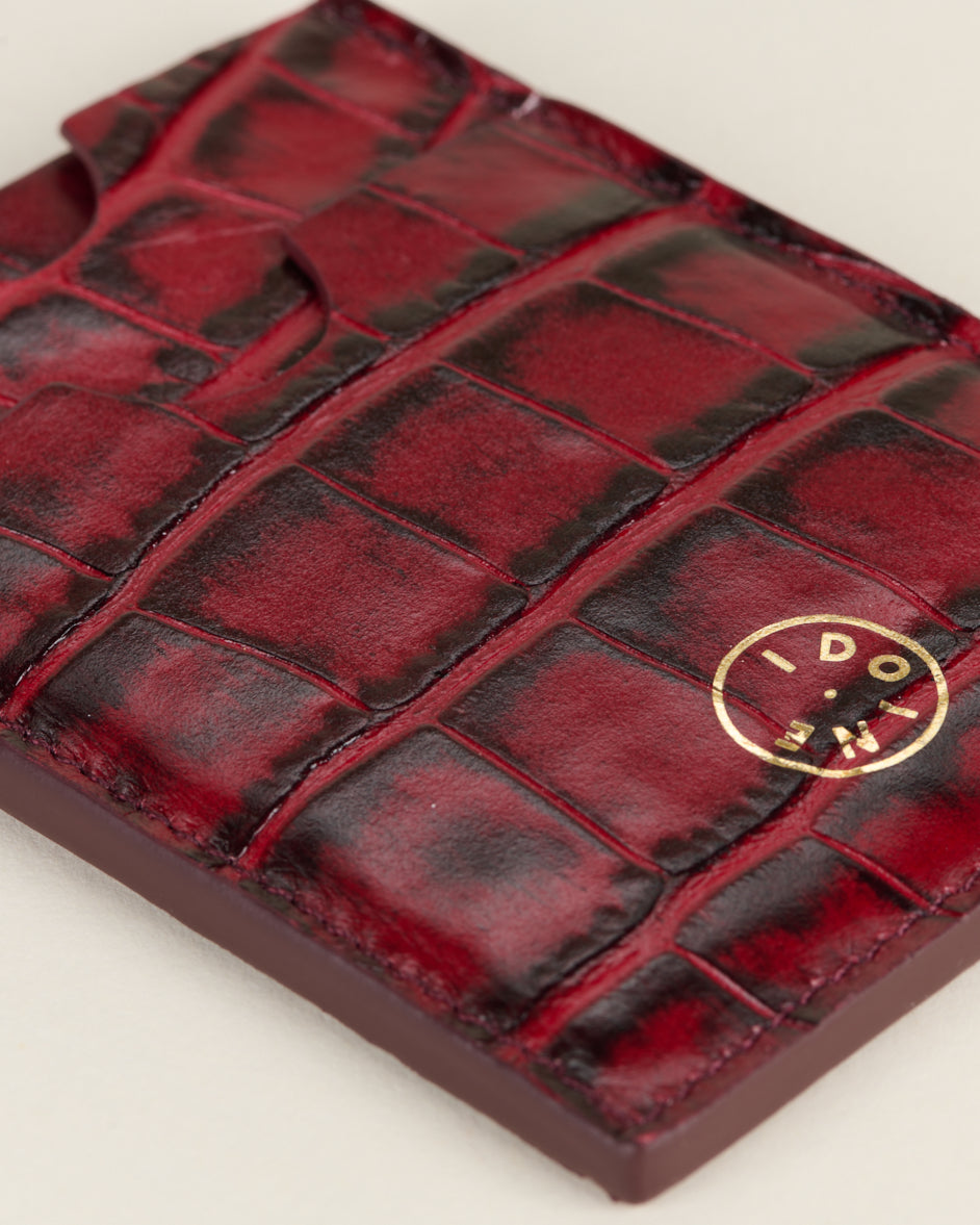 Idoine Porte-Cartes Atelier Croco Ruby porte-cartes veau