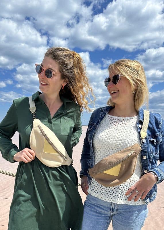 Camille Guiraud Manon sac banane taupe et doré cuir