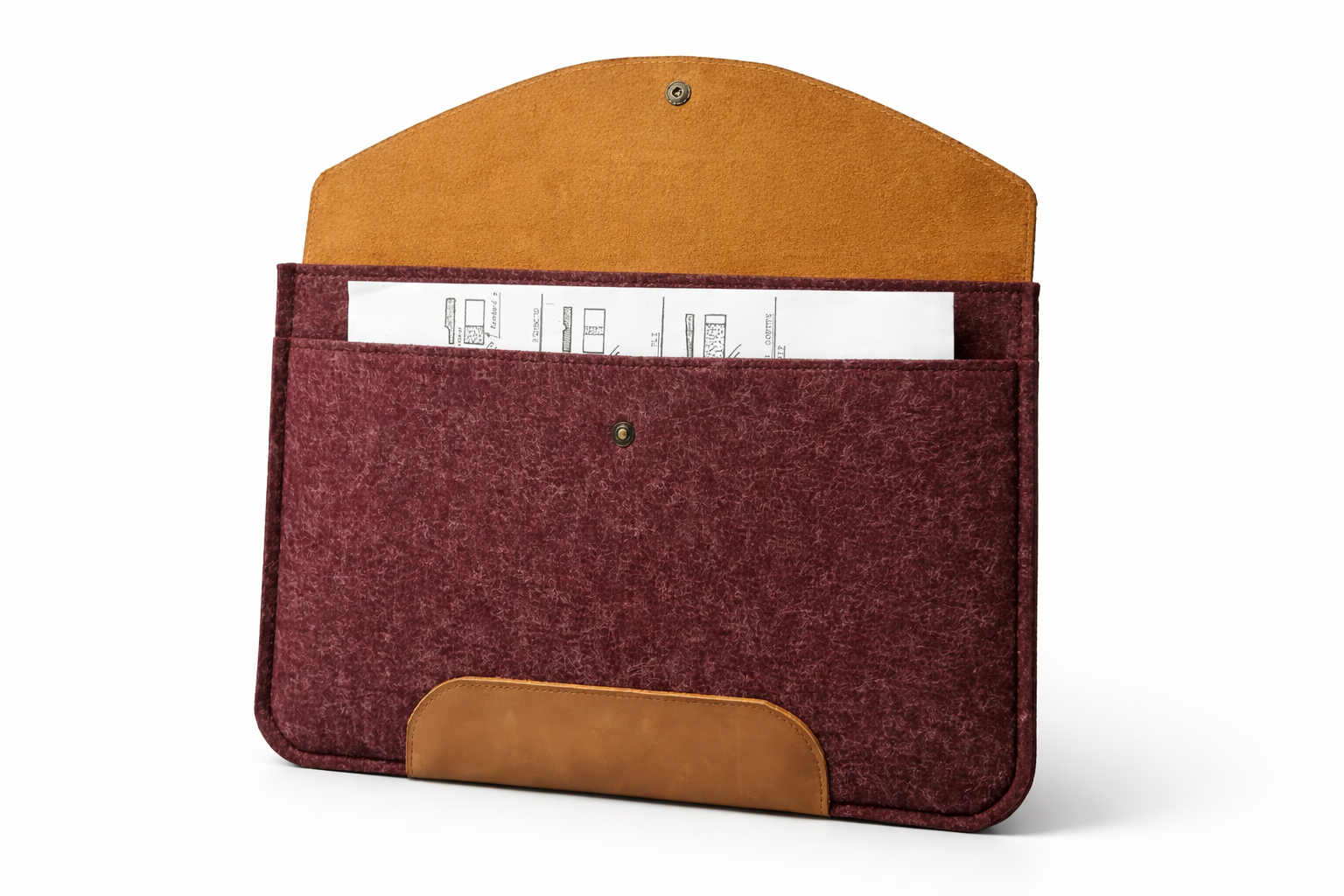 Fleur d’Orage Pochette ordinateur 15" cuir Bordeaux
