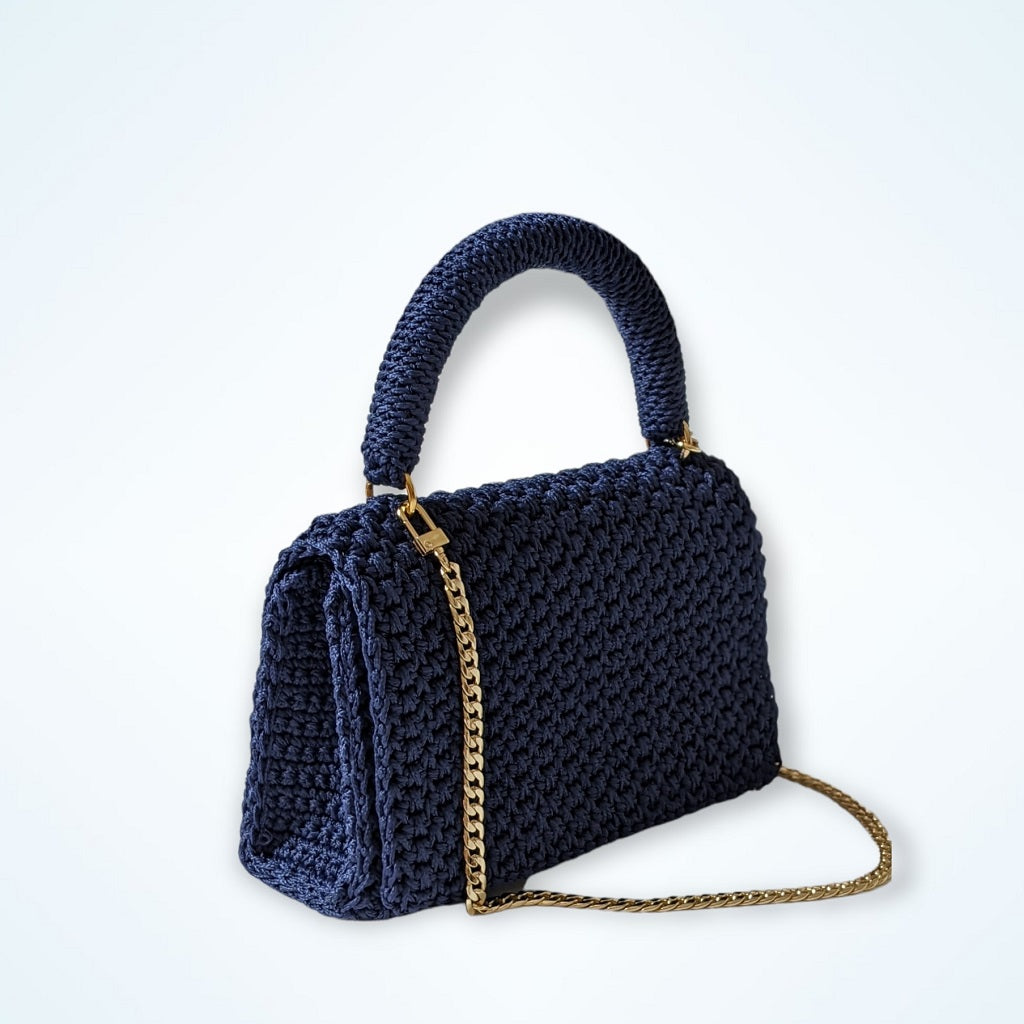 Georgetta Opale bleu marine sac à main crochet chaînette