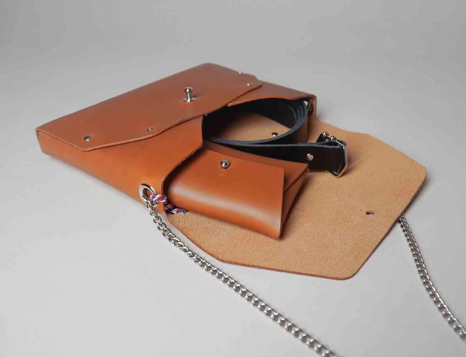 114 Paris Pliage mini sac cuir camel + porte-monnaie