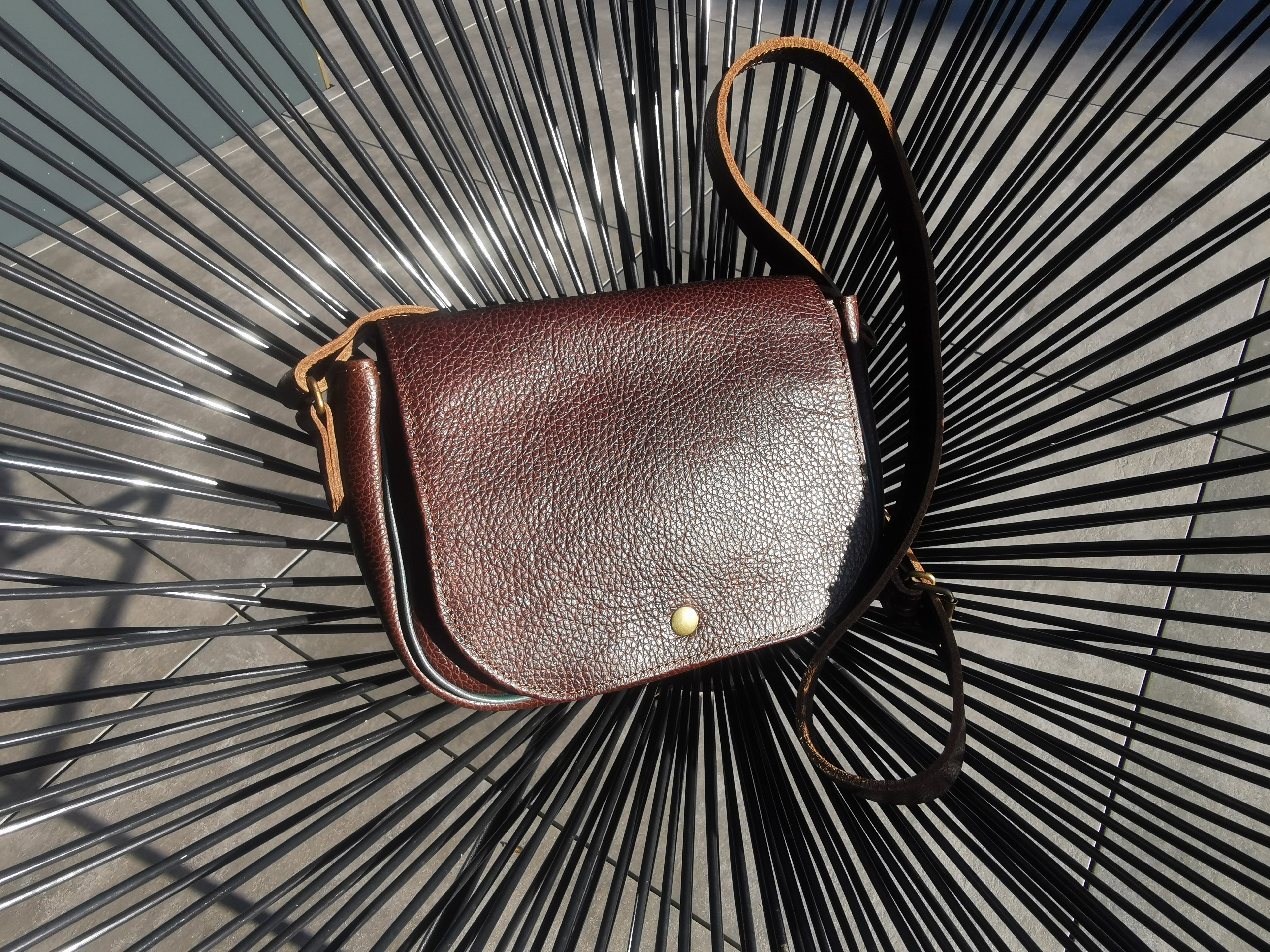 Fleur d’Orage Marron glacé sac cuir châtaigne bandoulière