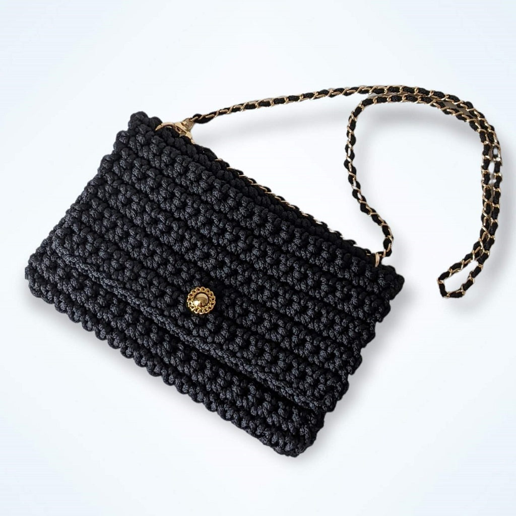 Georgetta Jany sac à main noir chaîne dorée