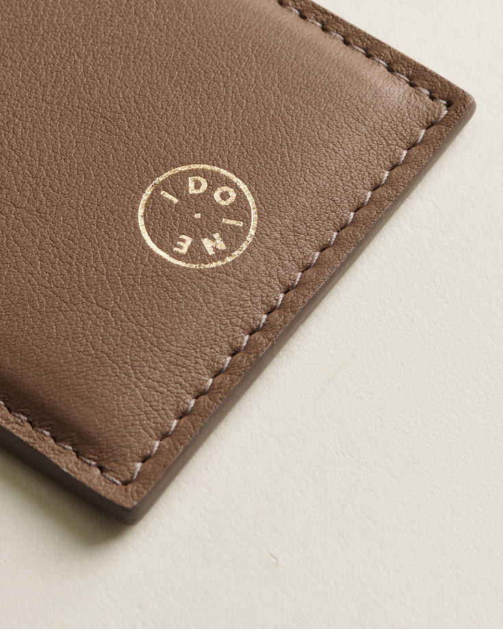 Idoine Taupe porte-cartes cuir gris sans initiales