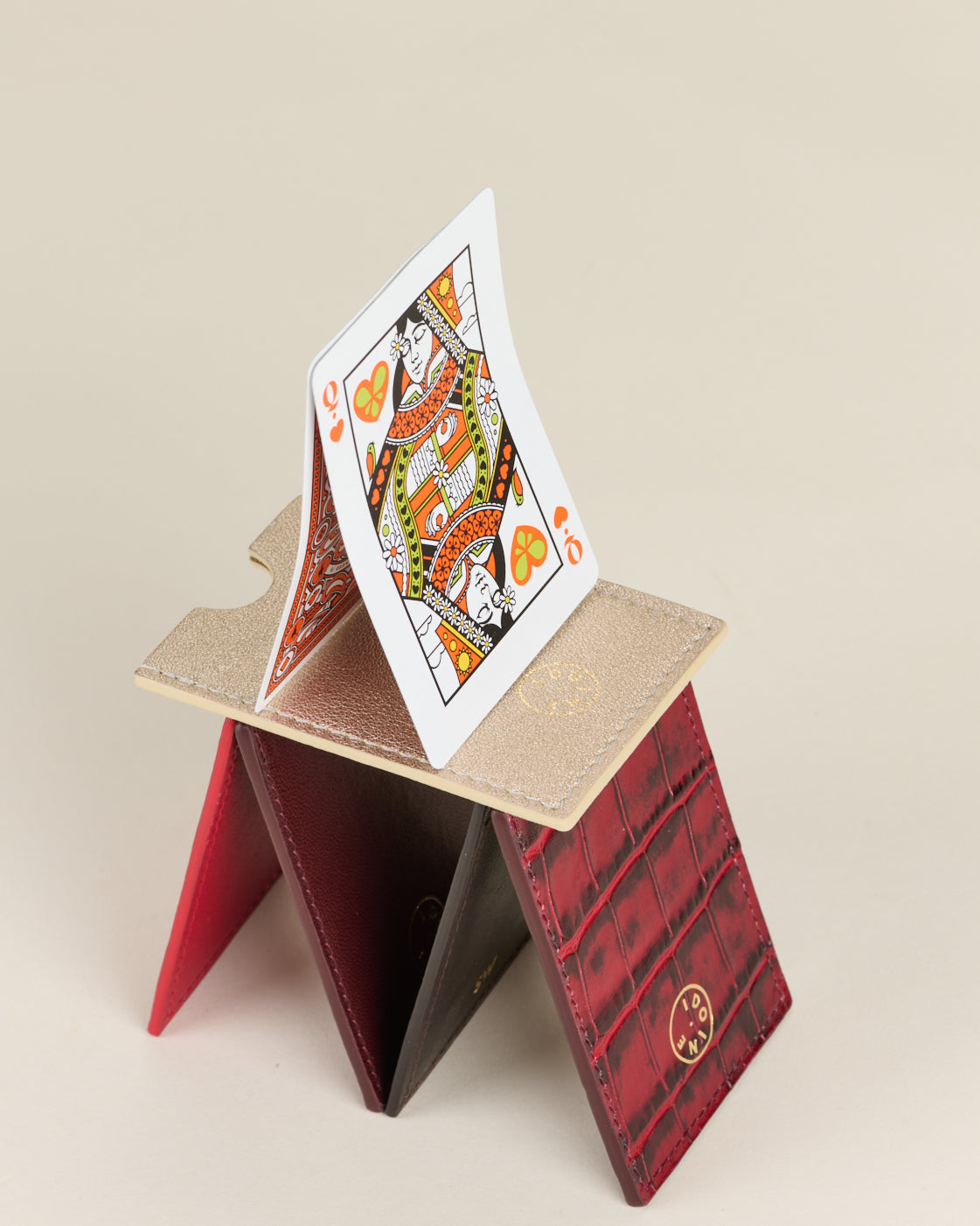 Idoine Porte-Cartes Monocarte Croco Rouge