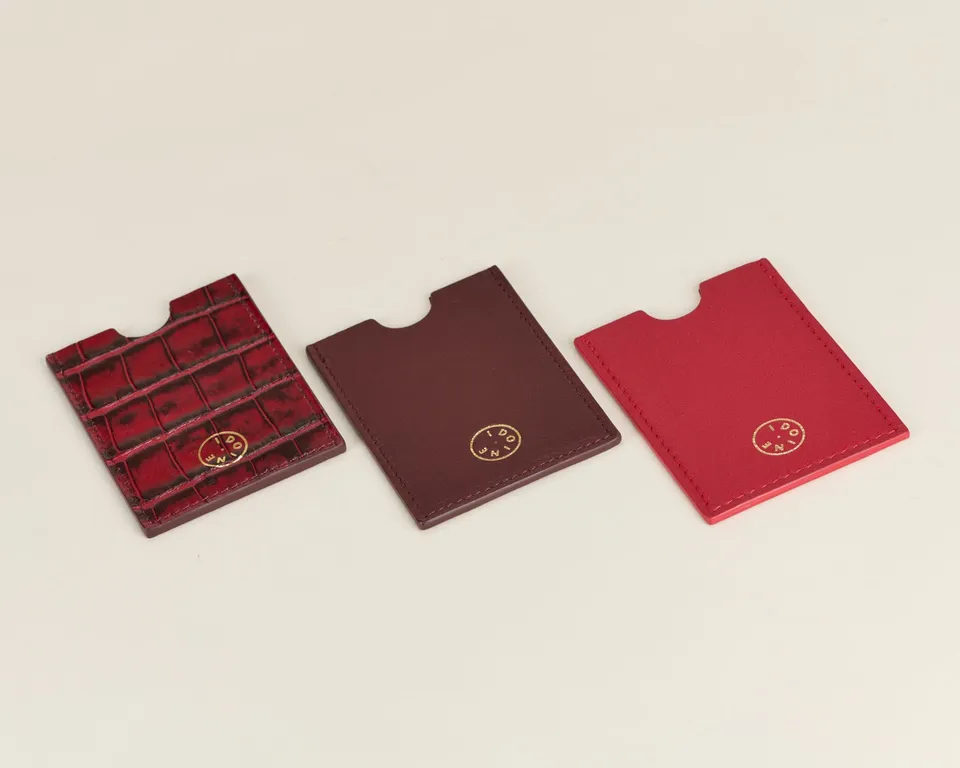 Idoine Porte-Cartes Monocarte Croco Rouge