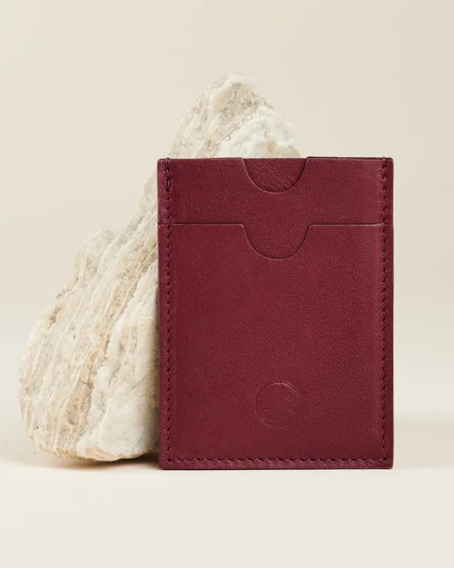 Idoine Lie de Vin porte-cartes cuir agneau sans initiales