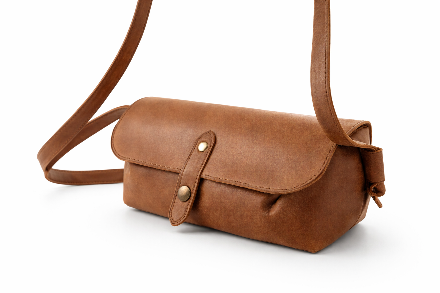 Fleur d’Orage La Ficelle sac à main cuir camel végétal
