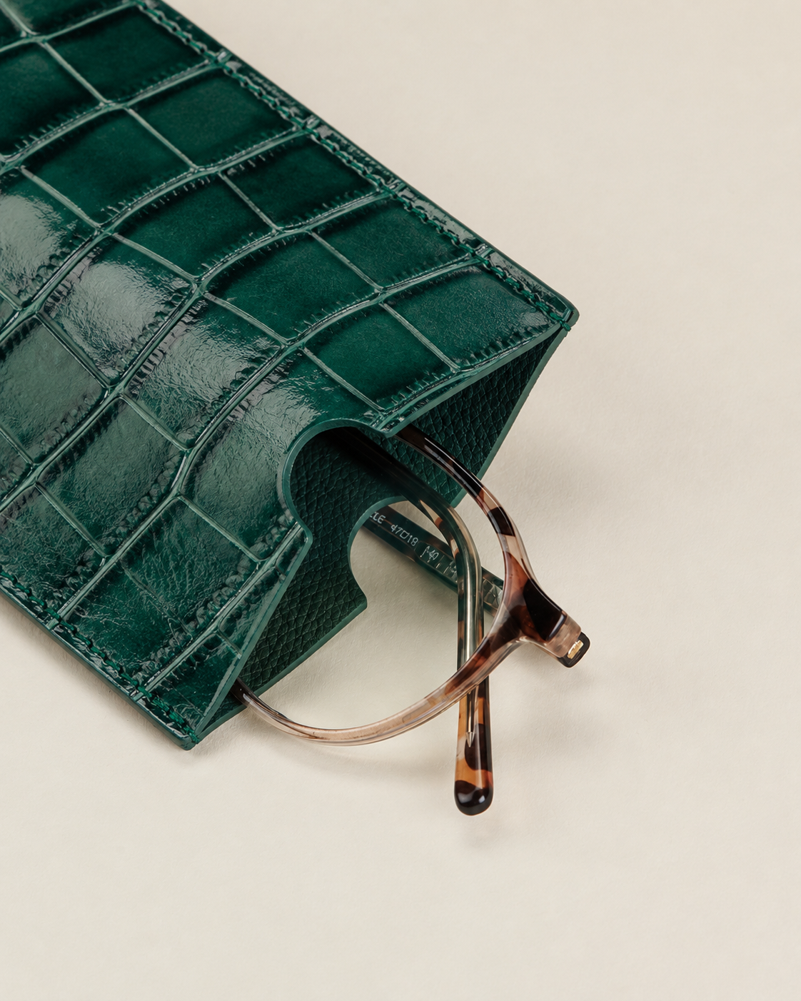 Idoine Étuis à Lunettes Croco Lagon Bleu Cuir