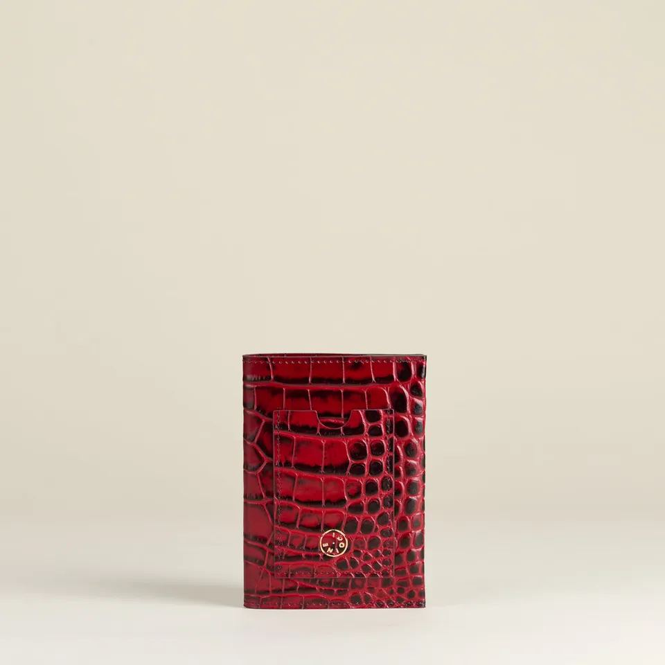 Idoine Atelier Croco Ruby porte-passeport cuir veau