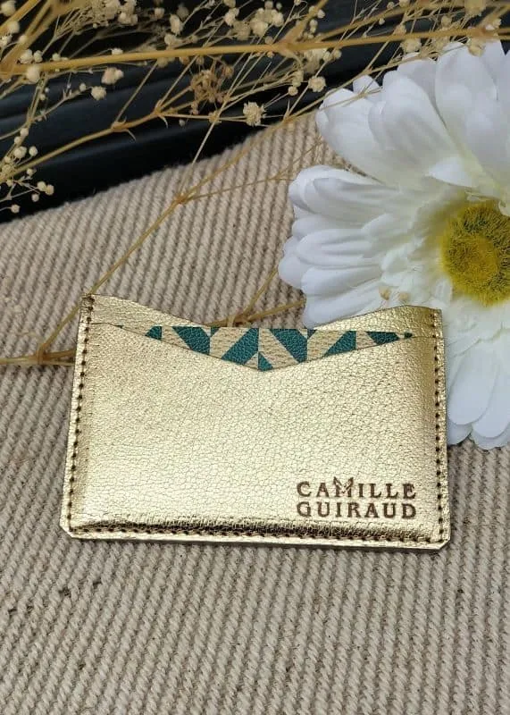 Camille Guiraud porte-cartes cuir doré chèvre 6 cartes