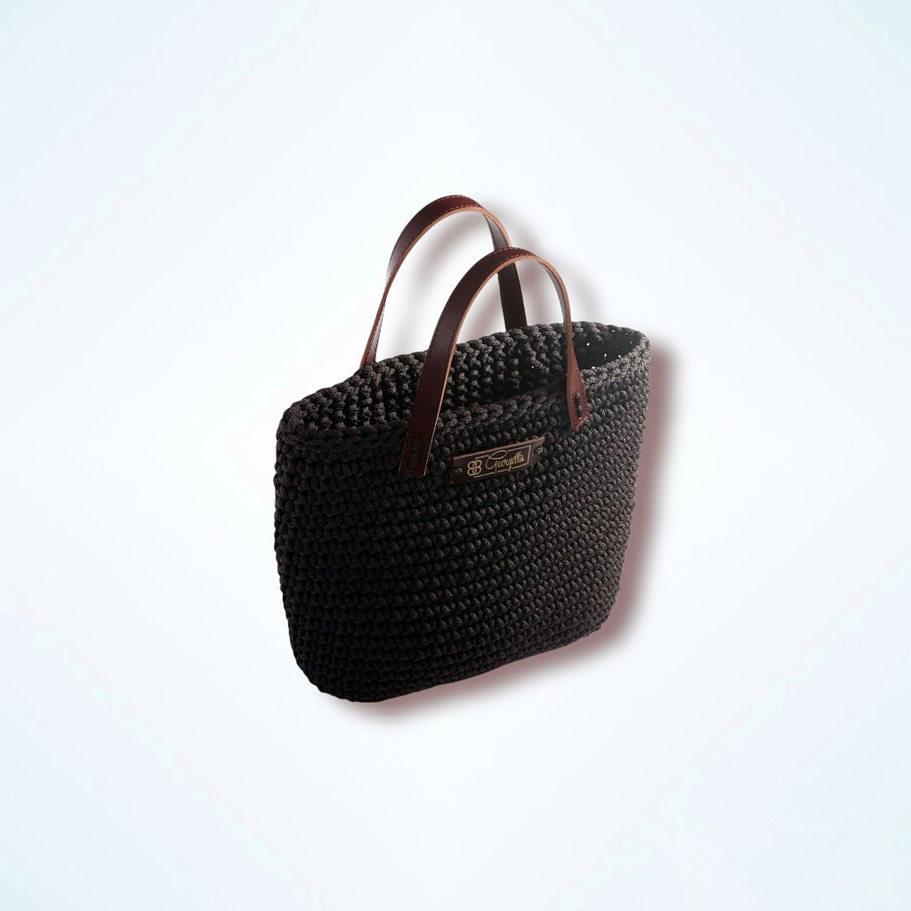 Georgetta Wendy cabas crochet gris anthracite anses courtes