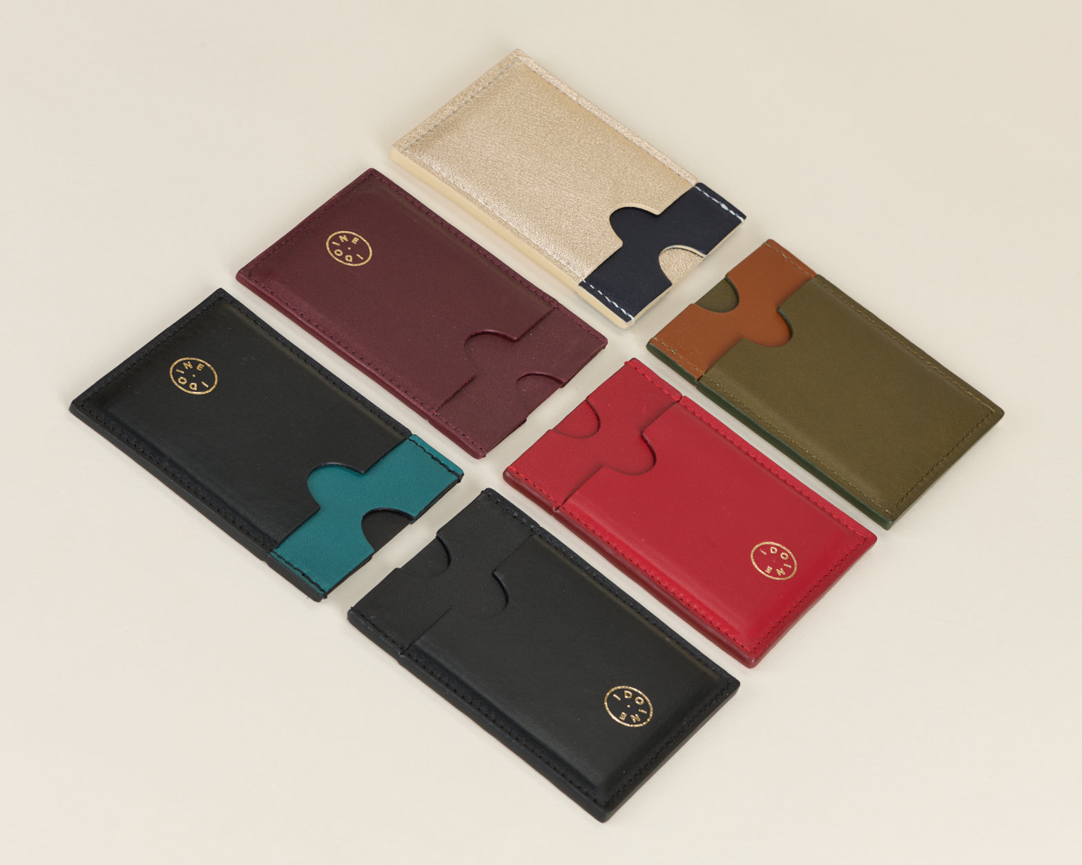 Idoine Porte-Cartes Cognac Kaki porte-cartes cuir agneau