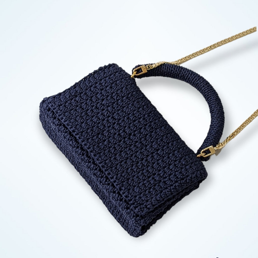 Georgetta Opale bleu marine sac à main crochet chaînette
