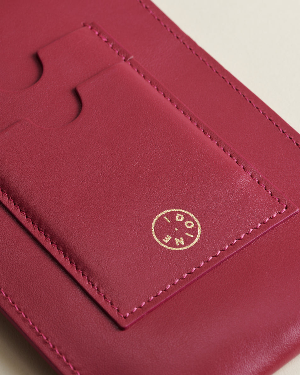 Idoine Pochettes Framboise pochette smartphone cuir agneau sans initiales