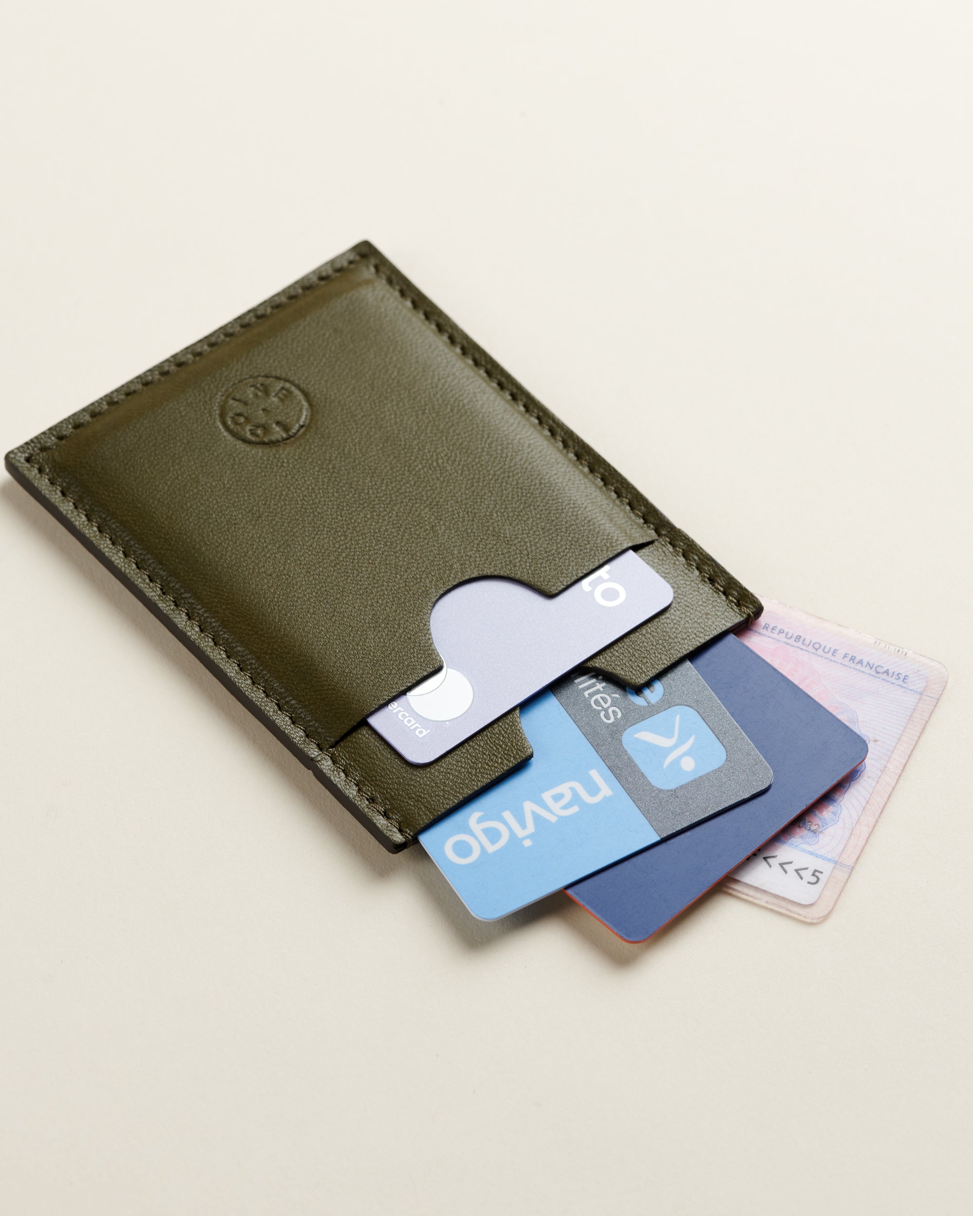 Idoine Porte-Cartes Kaki porte-cartes cuir 8 cartes